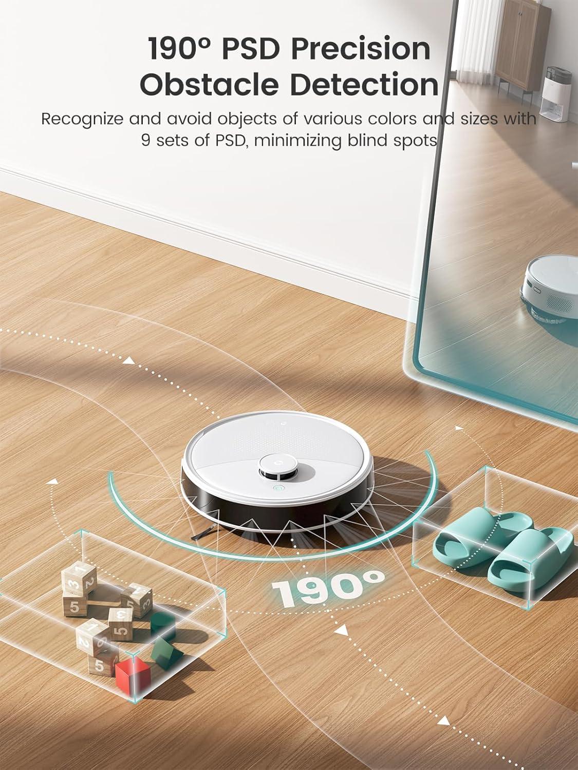 image:imageLefant LiDAR Robot Vacuum and Mop 12000Pa Suction 90Day SelfEmptying Obstacle Avoidance Auto Mop WashingampDrying AllinOne for Pet Hair Carpet 5G WiFi AlexaAPPiWatch Control M3