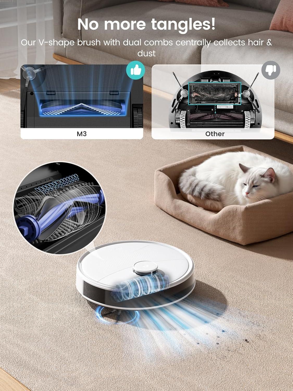image:imageLefant LiDAR Robot Vacuum and Mop 12000Pa Suction 90Day SelfEmptying Obstacle Avoidance Auto Mop WashingampDrying AllinOne for Pet Hair Carpet 5G WiFi AlexaAPPiWatch Control M3