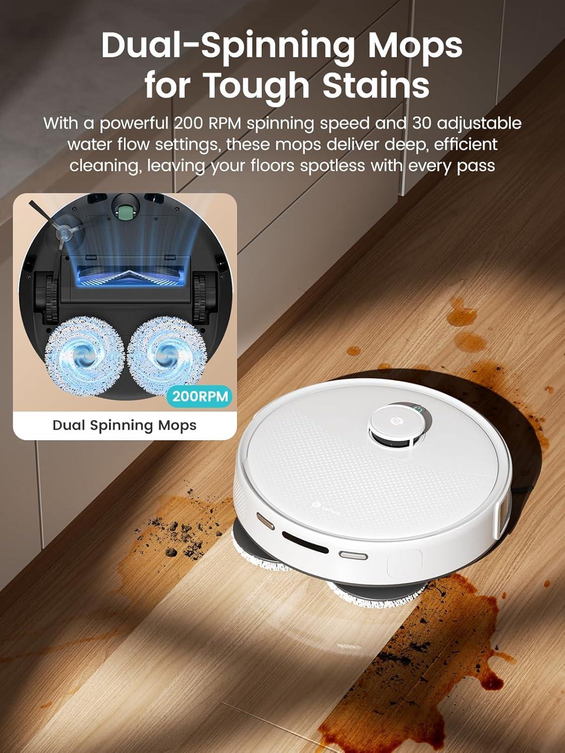 image:imageLefant LiDAR Robot Vacuum and Mop 12000Pa Suction 90Day SelfEmptying Obstacle Avoidance Auto Mop WashingampDrying AllinOne for Pet Hair Carpet 5G WiFi AlexaAPPiWatch Control M3