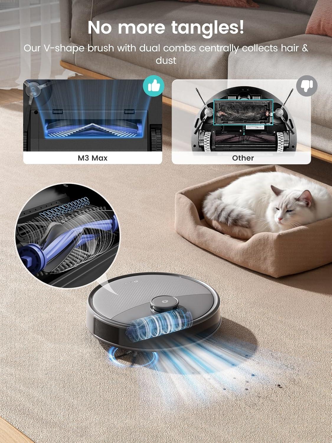 image:imageLefant LiDAR Robot Vacuum and Mop 20000Pa Suction 90Day SelfEmptying Obstacle Avoidance Auto Mop WashingampDrying AllinOne for Pet Hair Carpet 5G WiFi AlexaAPPiWatch Control M3 Max