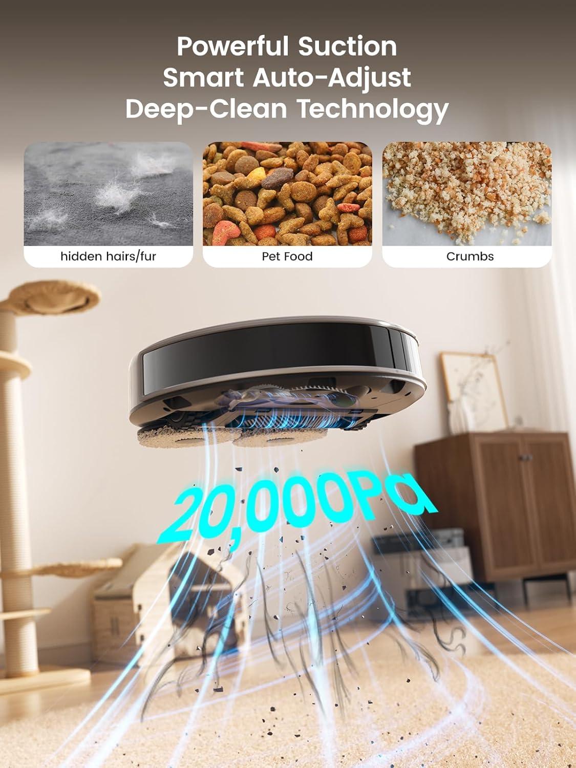 image:imageLefant LiDAR Robot Vacuum and Mop 20000Pa Suction 90Day SelfEmptying Obstacle Avoidance Auto Mop WashingampDrying AllinOne for Pet Hair Carpet 5G WiFi AlexaAPPiWatch Control M3 Max