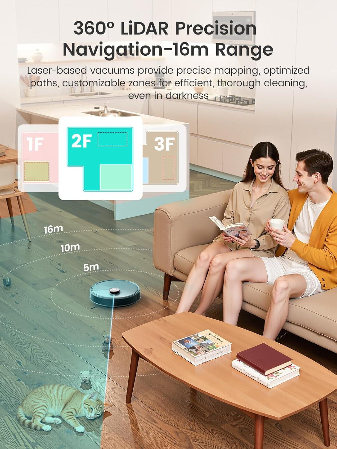 image:imageLefant LiDAR Robot Vacuum and Mop 20000Pa Suction 90Day SelfEmptying Obstacle Avoidance Auto Mop WashingampDrying AllinOne for Pet Hair Carpet 5G WiFi AlexaAPPiWatch Control M3 Max