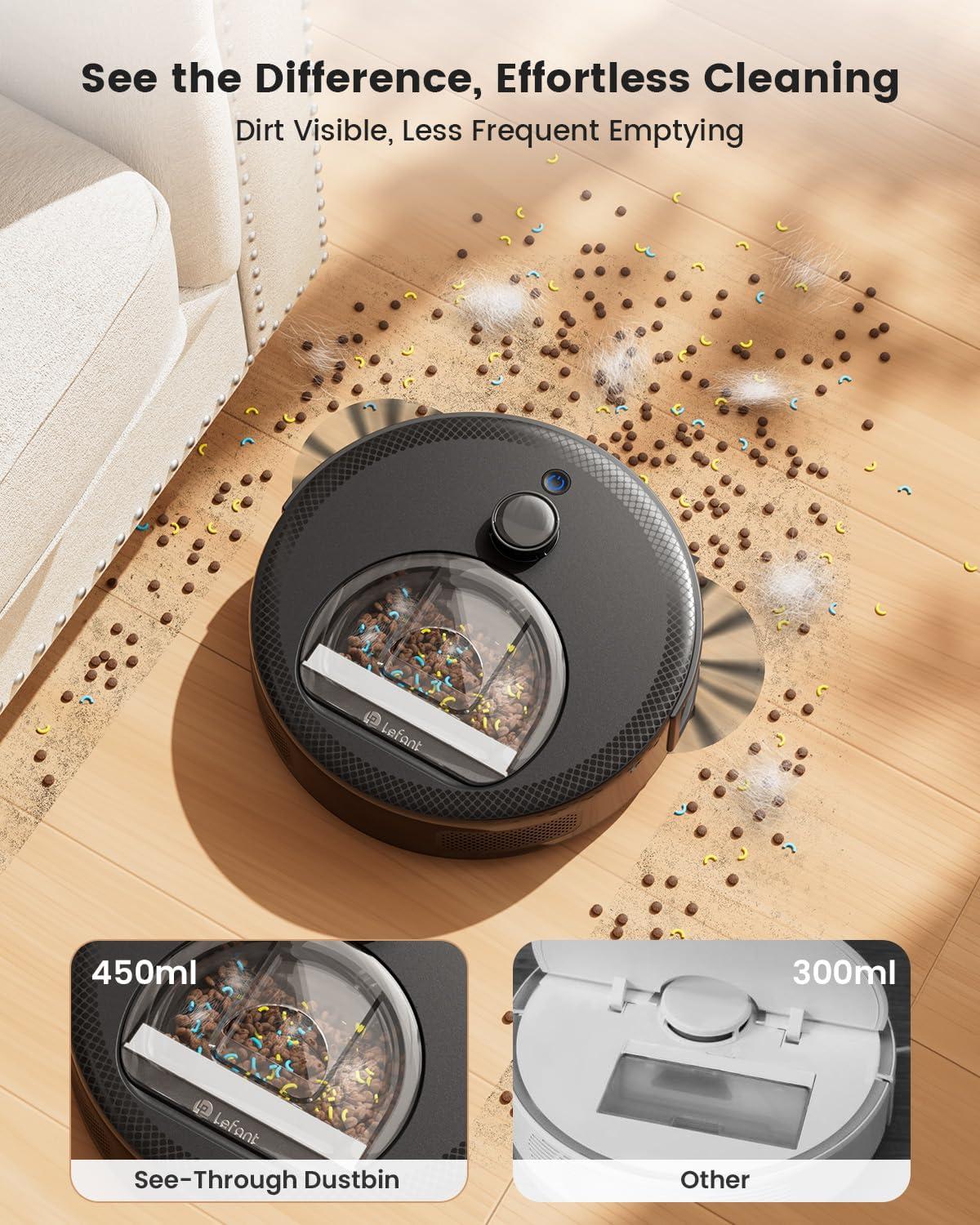 image:imageLefant LiDAR Robot Vacuum and Mop 90Day SelfEmptying 190 PSD Obstacle Avoidance Customized Cleaning MultiFloor Mapping 5500Pa Strong Suction 140 Min Runtime WiFiAlexaAPPiWatch M2 ProM330 Pro