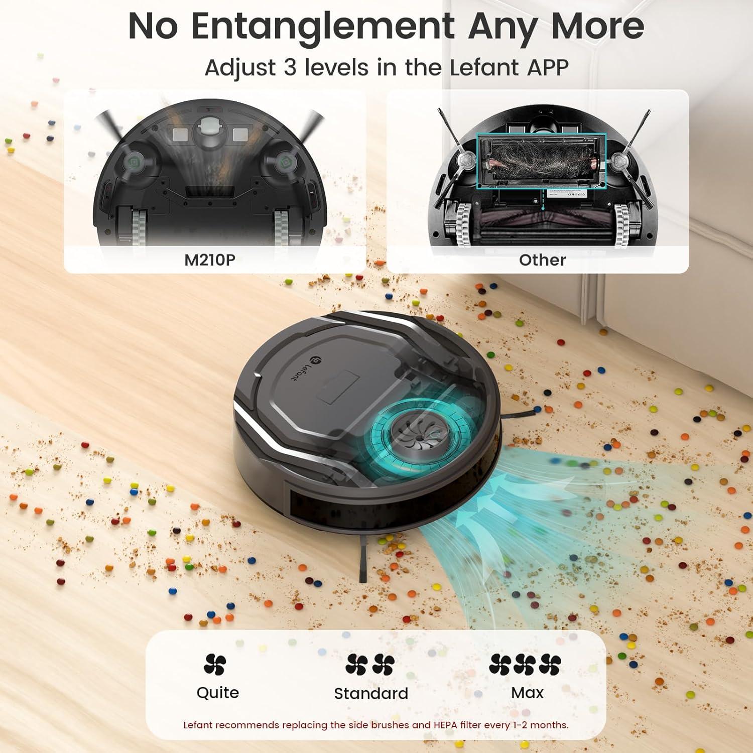image:imageLefant LiDAR Robot Vacuum and Mop 90Day SelfEmptying 190 PSD Obstacle Avoidance Customized Cleaning MultiFloor Mapping 5500Pa Strong Suction 140 Min Runtime WiFiAlexaAPPiWatch M2 ProM210P