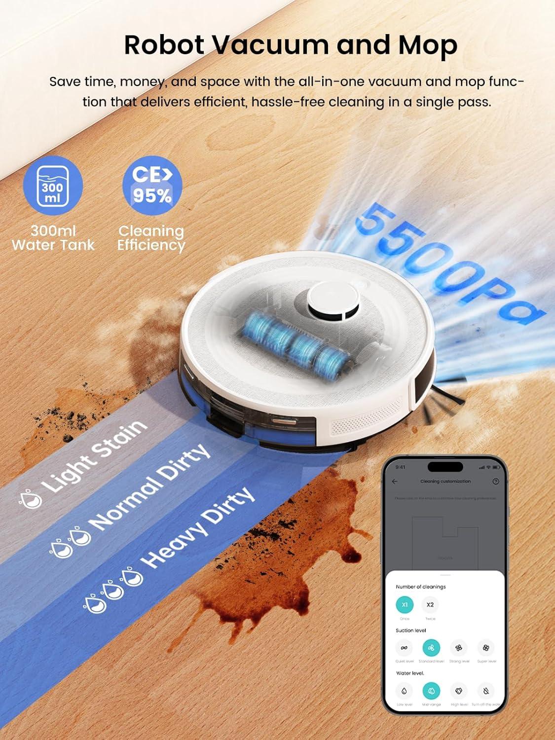 image:imageLefant LiDAR Robot Vacuum and Mop 90Day SelfEmptying 190 PSD Obstacle Avoidance Customized Cleaning MultiFloor Mapping 5500Pa Strong Suction 140 Min Runtime WiFiAlexaAPPiWatch M2 ProM2 Pro