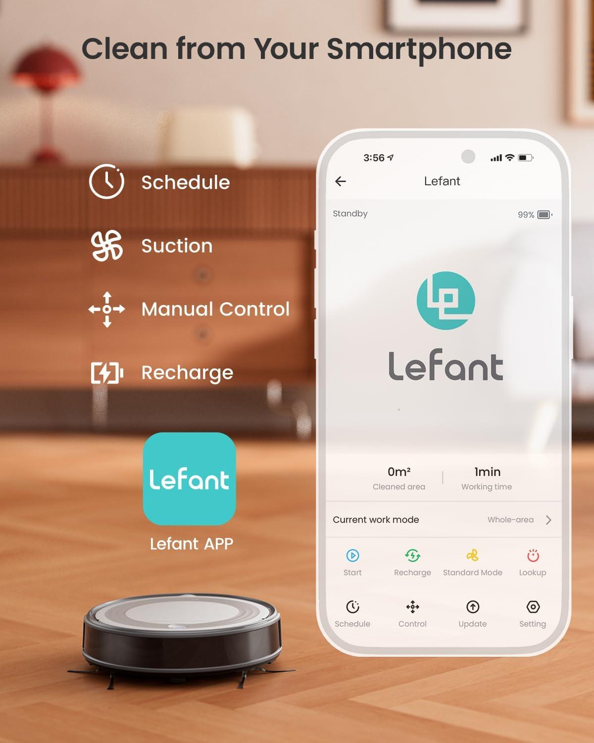 image:imageLefant LiDAR Robot Vacuum and Mop 90Day SelfEmptying 190 PSD Obstacle Avoidance Customized Cleaning MultiFloor Mapping 5500Pa Strong Suction 140 Min Runtime WiFiAlexaAPPiWatch M2 ProM310
