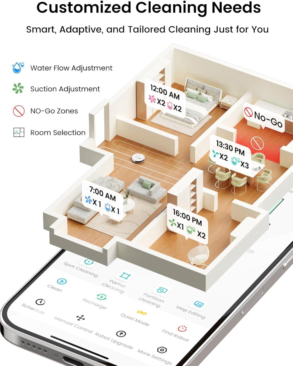 image:imageLefant LiDAR Robot Vacuum and Mop75Day SelfEmptying6000Pa Powerful SuctionCustomized CleaningHome Mapping 140 Min Runtime Roller Brush for Carpet24G5G WiFiAlexaAPPiWatchM2 Plus