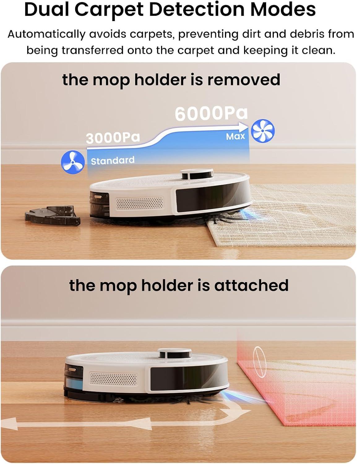 image:imageLefant LiDAR Robot Vacuum and Mop75Day SelfEmptying6000Pa Powerful SuctionCustomized CleaningHome Mapping 140 Min Runtime Roller Brush for Carpet24G5G WiFiAlexaAPPiWatchM2 Plus