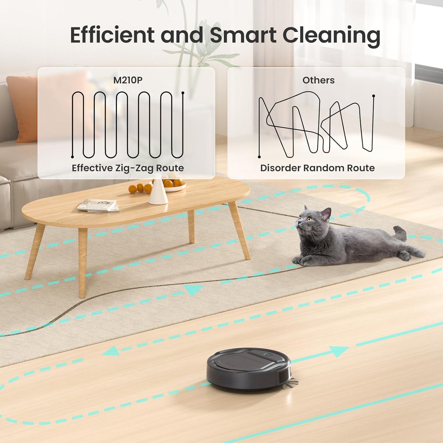 image:imageLefant M210 Pro Robot Vacuum Cleaner Slim and Quiet 3 Suction Levels 6 Cleaning Modes Schedule Time WiFiAPPAlexa 120Min Runtime SelfCharging Perfect for Pet Hair and Hard Floors
