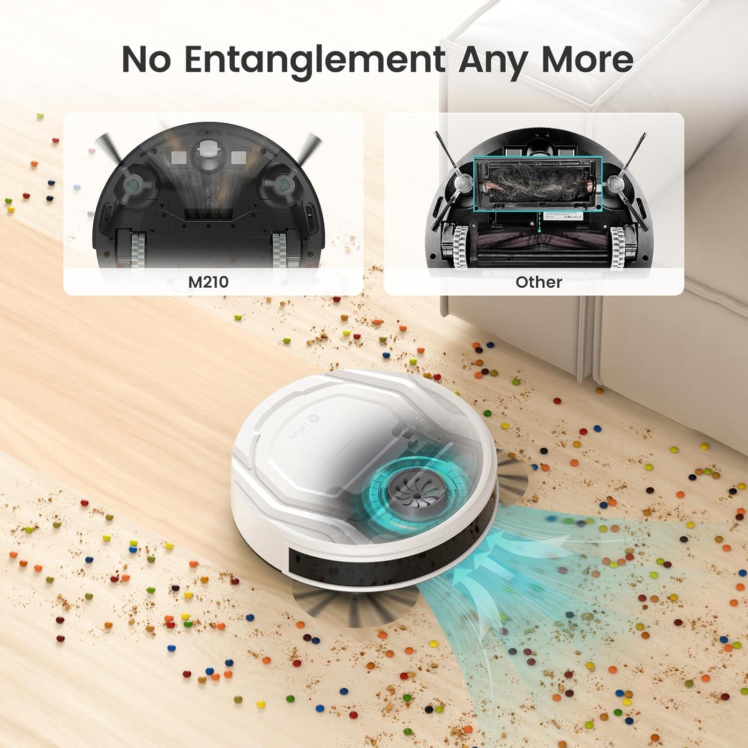 image:imageLefant M210 Pro Robot Vacuum with 2200 Pa Powerful Suction 6 Cleaning Modes 120 Mins Runtime Quiet SelfCharging Voice Control Ideal for Pet Hair and Hard Floor WhiteM210