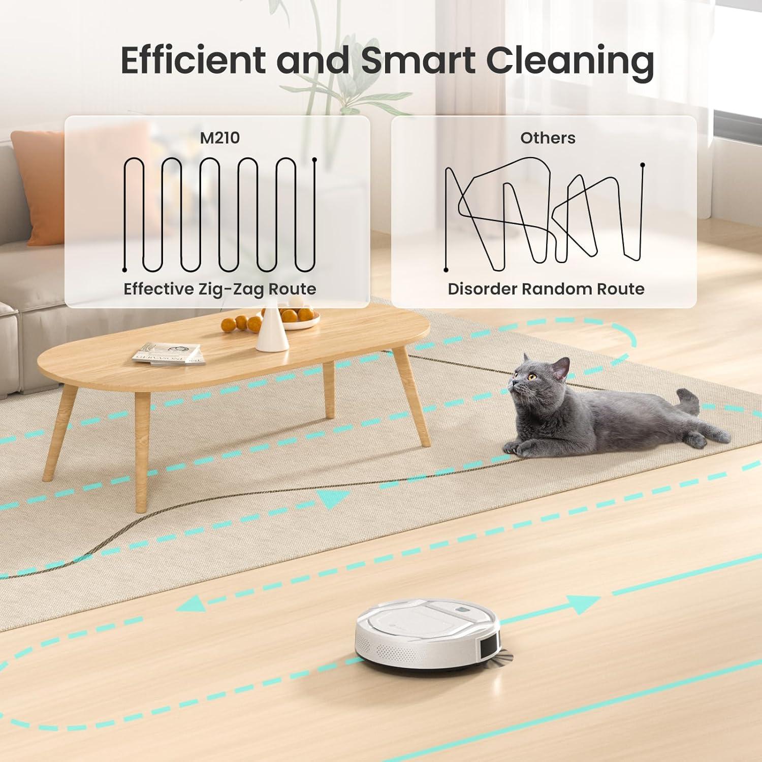 image:imageLefant M210 Pro Robot Vacuum with 2200 Pa Powerful Suction 6 Cleaning Modes 120 Mins Runtime Quiet SelfCharging Voice Control Ideal for Pet Hair and Hard Floor WhiteM210