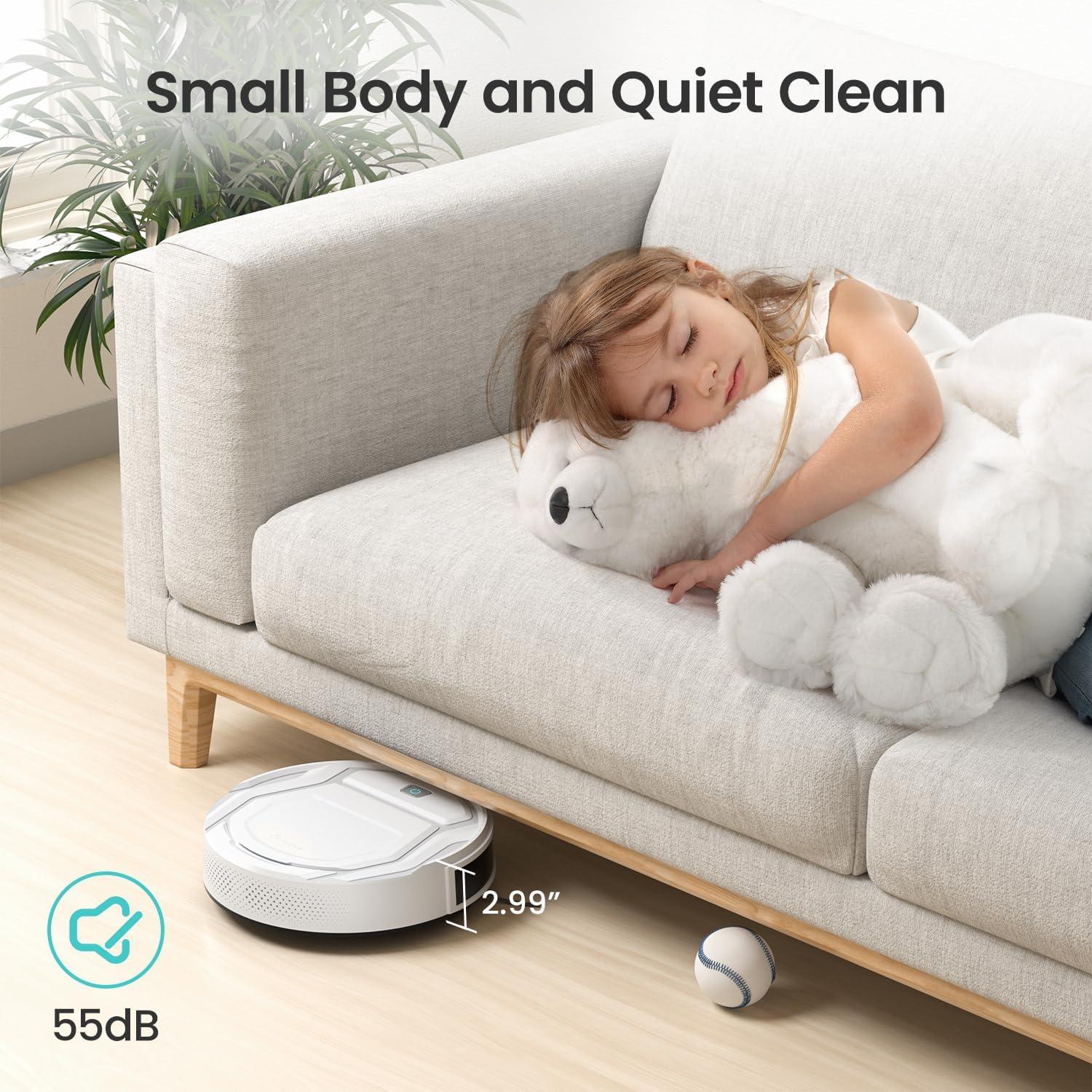 image:imageLefant M210 Pro Robot Vacuum with 2200 Pa Powerful Suction 6 Cleaning Modes 120 Mins Runtime Quiet SelfCharging Voice Control Ideal for Pet Hair and Hard Floor WhiteM210
