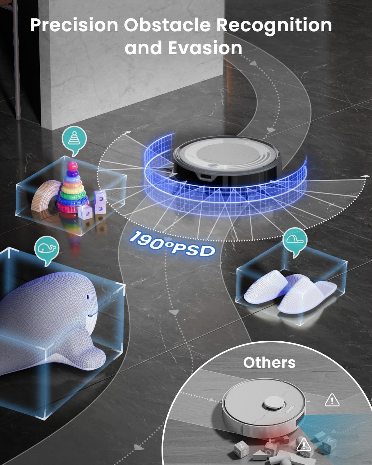 image:imageLefant M310 Ultra Robot Vacuum and Mop 6000Pa SuctionSlim Robotic Cleaner with ToF LiDAR Navigation Accurate Obstacle Avoidance WiFiAppAlexa Control 170min Runtime for Pet Hair and HomeM310 Ultra