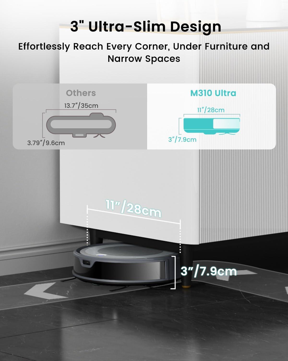 image:imageLefant M310 Ultra Robot Vacuum and Mop 6000Pa SuctionSlim Robotic Cleaner with ToF LiDAR Navigation Accurate Obstacle Avoidance WiFiAppAlexa Control 170min Runtime for Pet Hair and HomeM310 Ultra