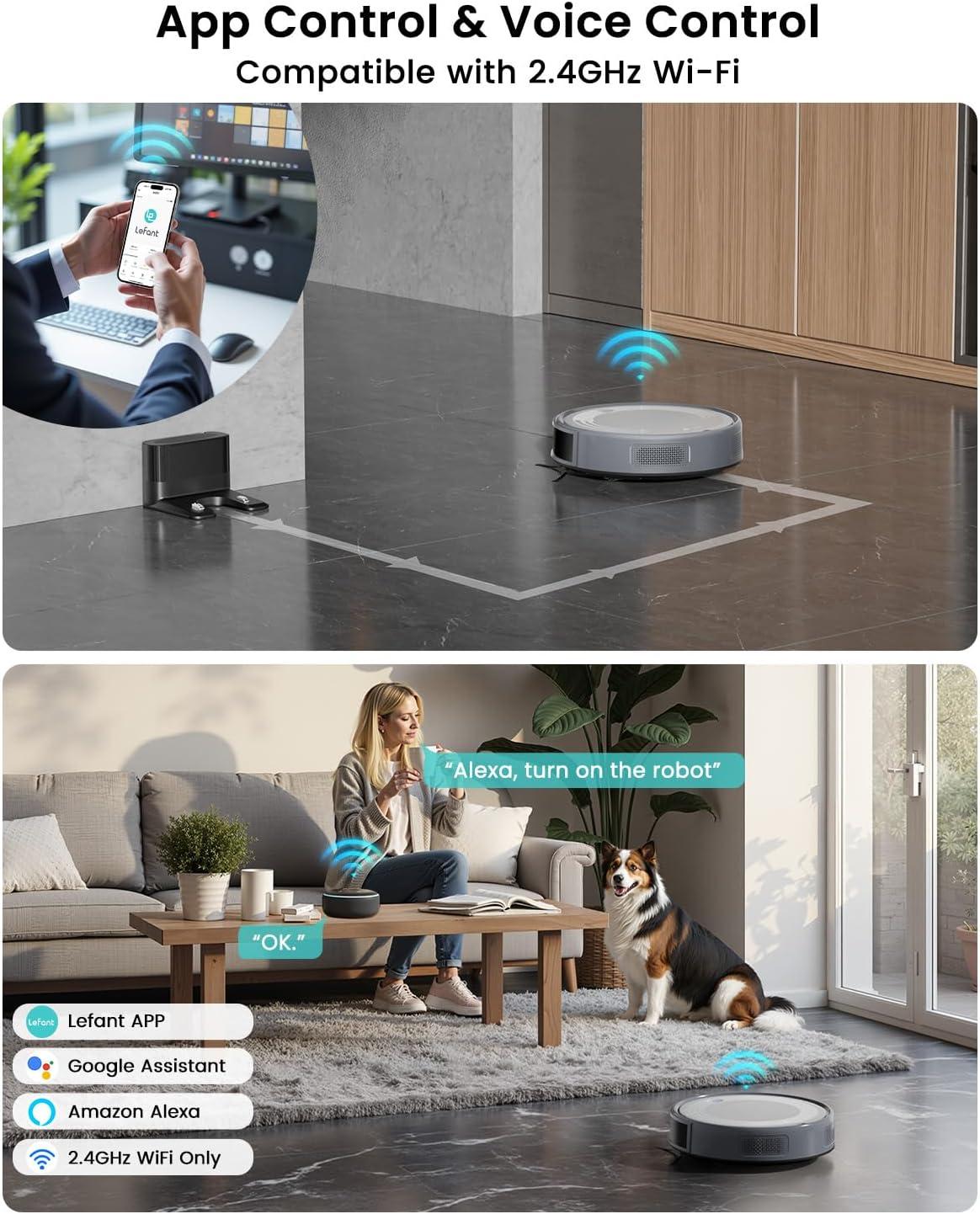 image:imageLefant M310 Ultra Robot Vacuum and Mop 6000Pa SuctionSlim Robotic Cleaner with ToF LiDAR Navigation Accurate Obstacle Avoidance WiFiAppAlexa Control 170min Runtime for Pet Hair and HomeM310 Ultra