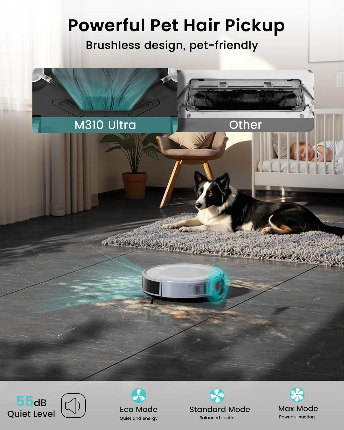 image:imageLefant M310 Ultra Robot Vacuum and Mop 6000Pa SuctionSlim Robotic Cleaner with ToF LiDAR Navigation Accurate Obstacle Avoidance WiFiAppAlexa Control 170min Runtime for Pet Hair and HomeM310 Ultra