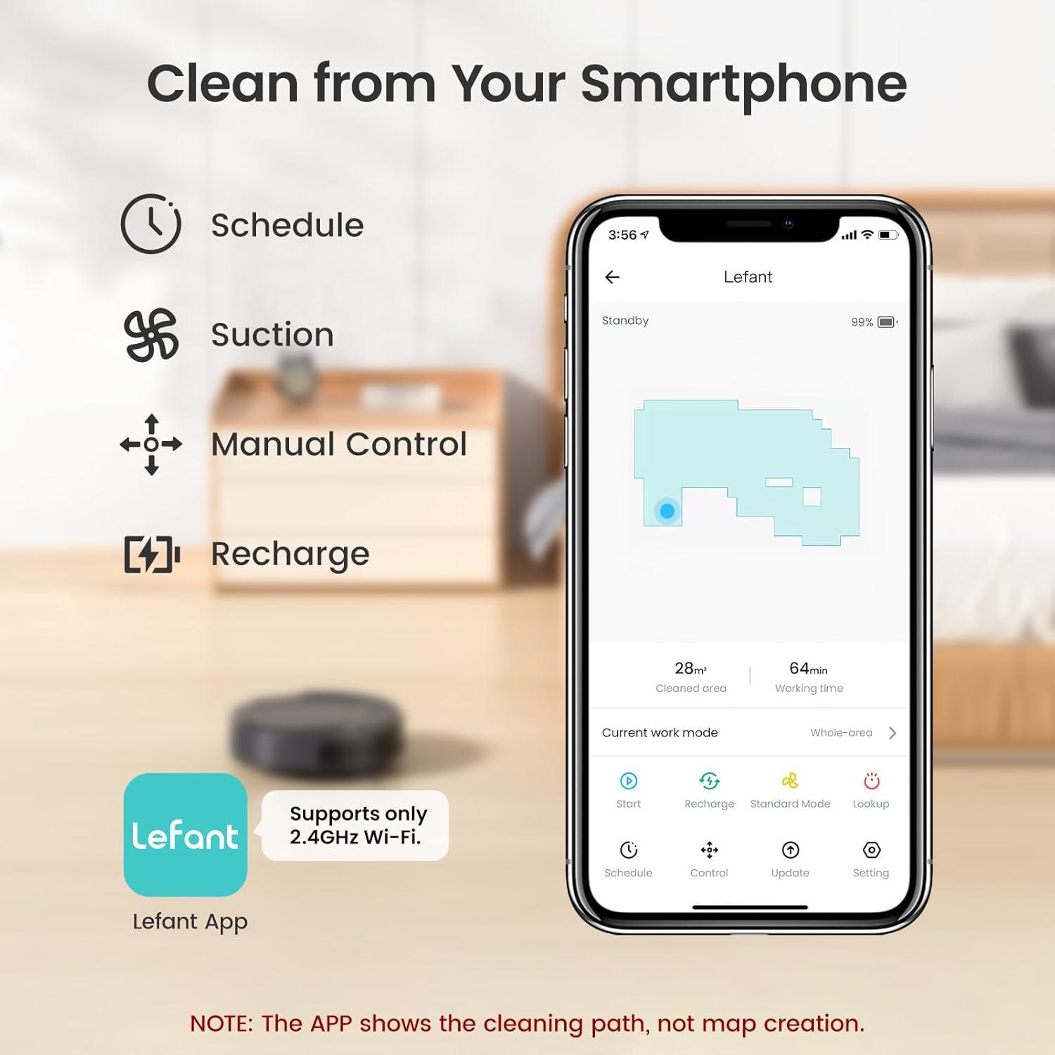 image:imageLefant M310 Ultra Robot Vacuum and Mop 6000Pa SuctionSlim Robotic Cleaner with ToF LiDAR Navigation Accurate Obstacle Avoidance WiFiAppAlexa Control 170min Runtime for Pet Hair and HomeM210Pro