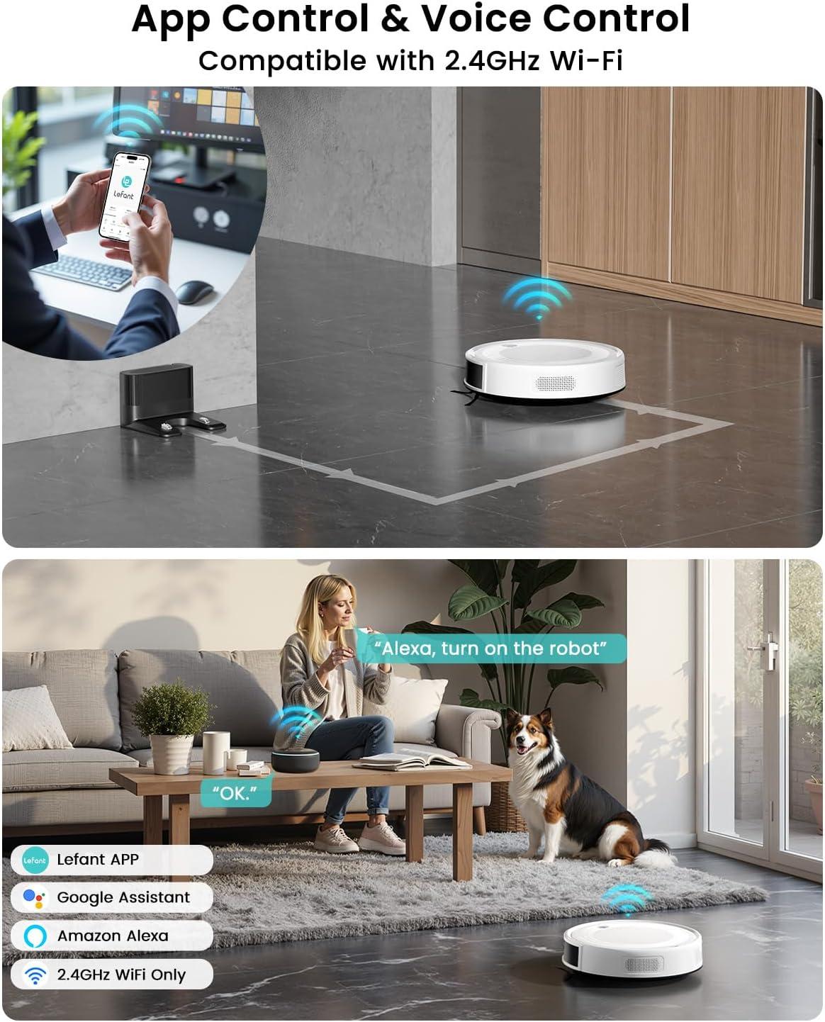image:imageLefant M310 Ultra Robot Vacuum and Mop 6000Pa SuctionSlim Robotic Cleaner with ToF LiDAR Navigation Accurate Obstacle Avoidance WiFiAppAlexa Control 170min Runtime for Pet Hair and HomeM310 UltraW