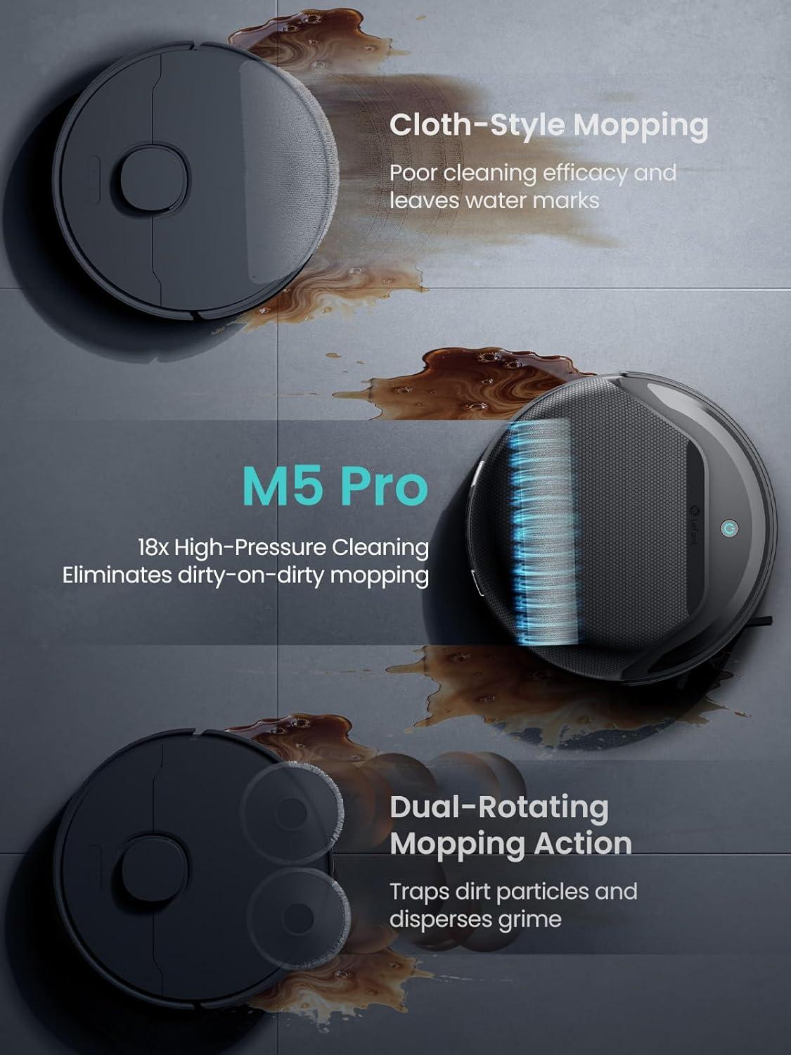image:imageLefant M5 Pro LiDAR Robot Vacuum and Mop 18000Pa Suction PSD 20 Smart Obstacle Avoidance AllinOne Robot Vacuum 120 Day SelfEmptying Auto Mop Washing DryingampRefilling Supports 24G5G WiFi
