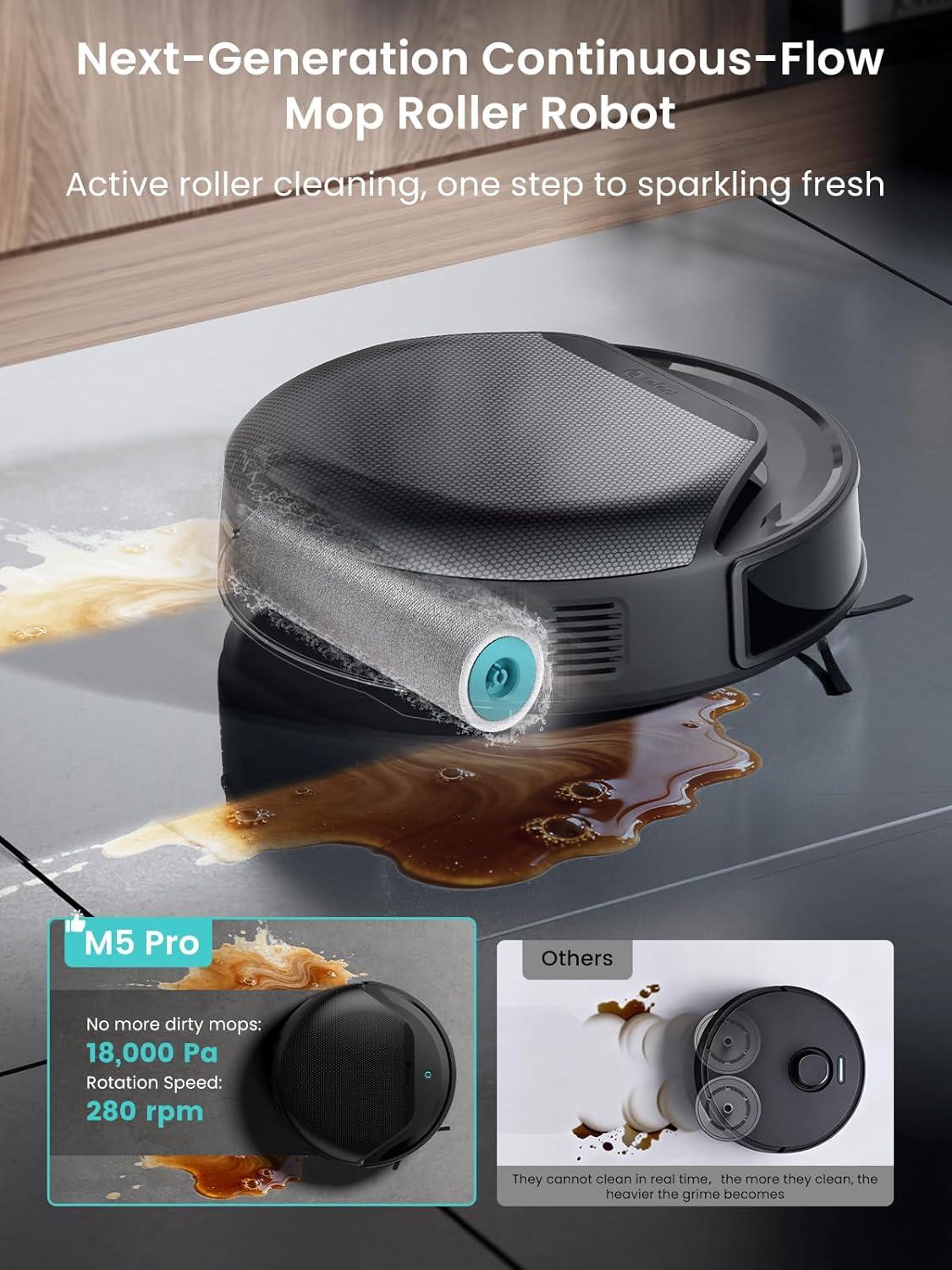 image:imageLefant M5 Pro LiDAR Robot Vacuum and Mop 18000Pa Suction PSD 20 Smart Obstacle Avoidance AllinOne Robot Vacuum 120 Day SelfEmptying Auto Mop Washing DryingampRefilling Supports 24G5G WiFi
