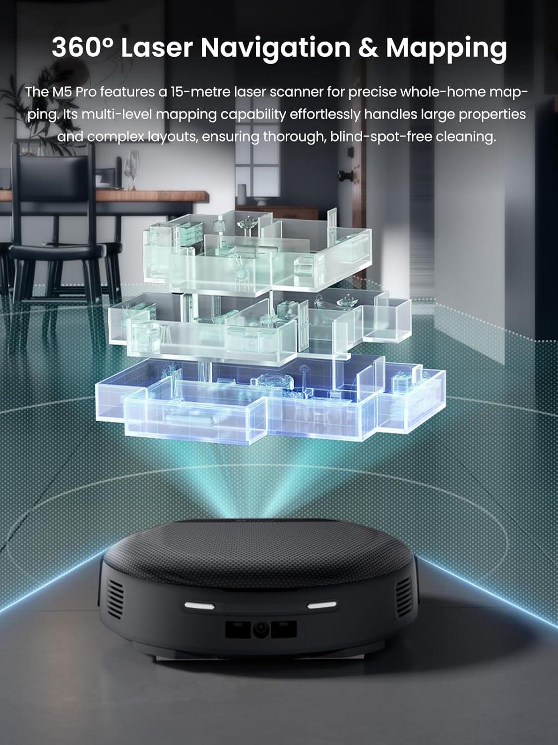 image:imageLefant M5 Pro LiDAR Robot Vacuum and Mop 18000Pa Suction PSD 20 Smart Obstacle Avoidance AllinOne Robot Vacuum 120 Day SelfEmptying Auto Mop Washing DryingampRefilling Supports 24G5G WiFi