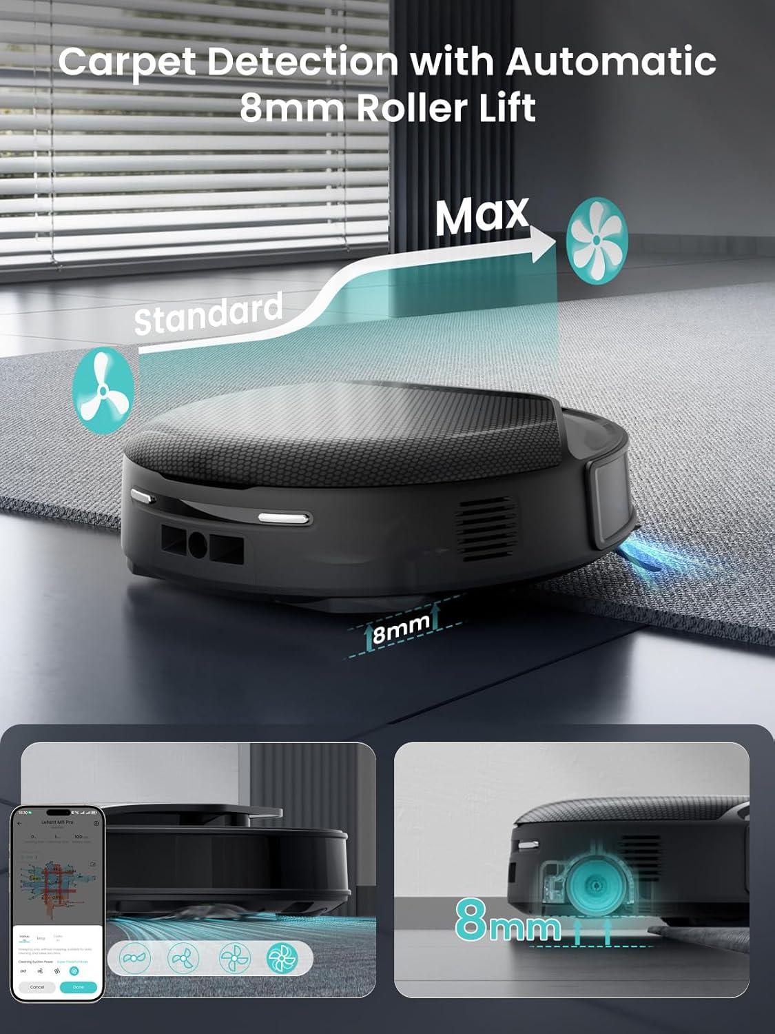 image:imageLefant M5 Pro LiDAR Robot Vacuum and Mop 18000Pa Suction PSD 20 Smart Obstacle Avoidance AllinOne Robot Vacuum 120 Day SelfEmptying Auto Mop Washing DryingampRefilling Supports 24G5G WiFi