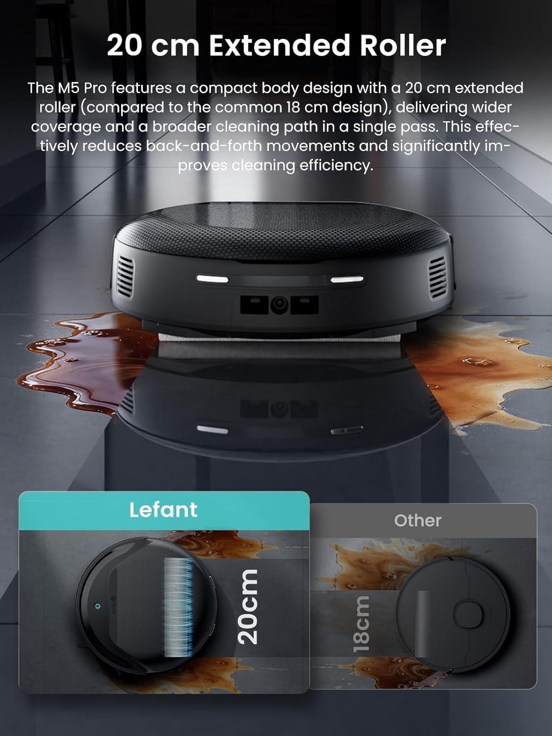 image:imageLefant M5 Pro LiDAR Robot Vacuum and Mop 18000Pa Suction PSD 20 Smart Obstacle Avoidance AllinOne Robot Vacuum 120 Day SelfEmptying Auto Mop Washing DryingampRefilling Supports 24G5G WiFi