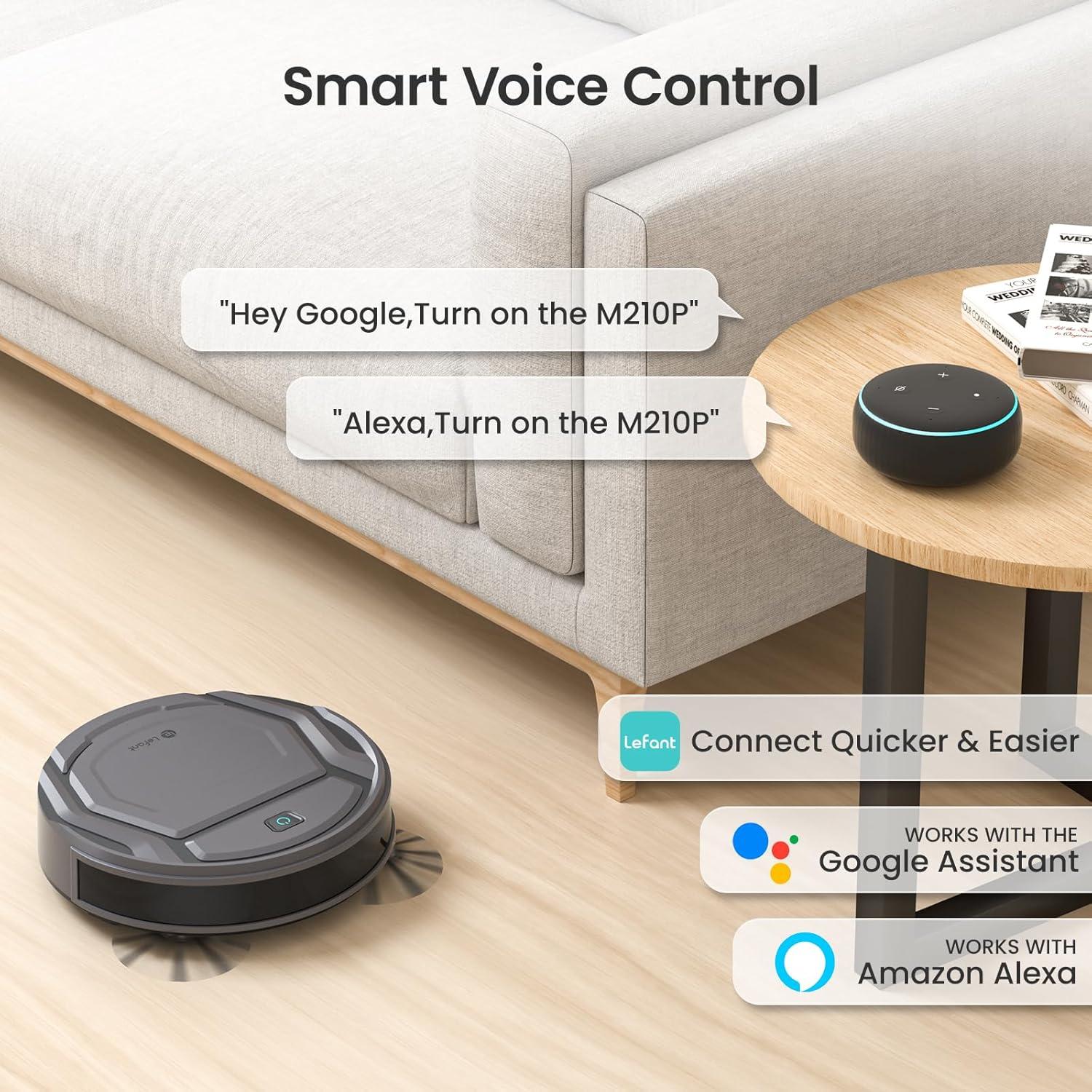 image:imageLefant Robot Vacuum Slim Quiet 3 Adjustable Strong Suction Levels Robot Vacuum Cleaner Ideal for Pet Hair Hard Floor and Daily Cleaning WiFiAppAlexaiWatch Control M210 ProM210 ProGray