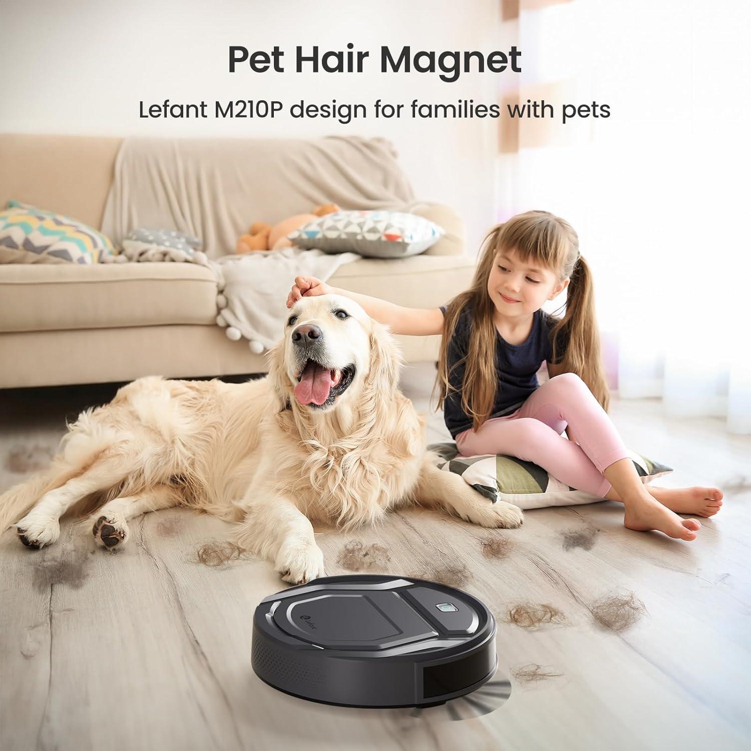 image:imageLefant Robot Vacuum Slim Quiet 3 Adjustable Strong Suction Levels Robot Vacuum Cleaner Ideal for Pet Hair Hard Floor and Daily Cleaning WiFiAppAlexaiWatch Control M210 ProM210 ProBlack