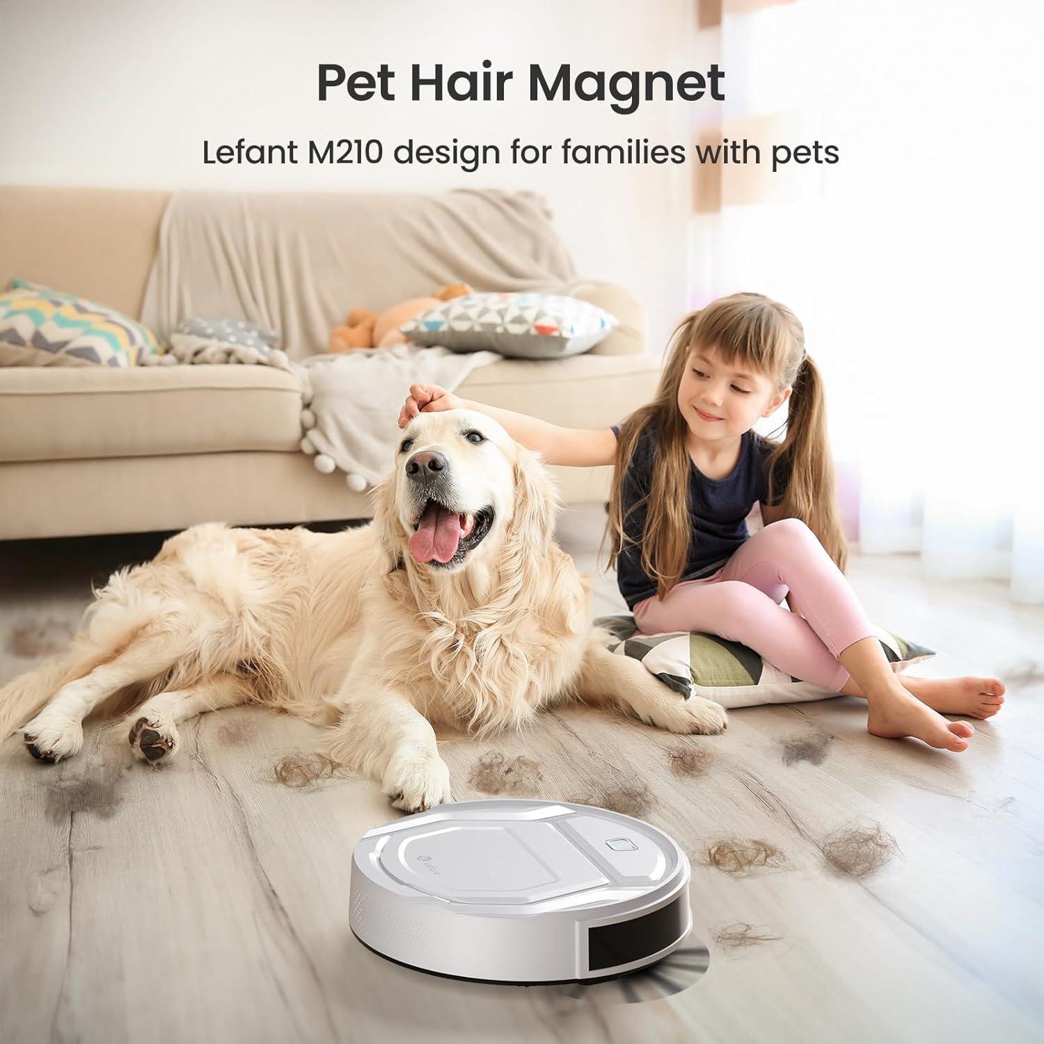 image:imageLefant Robot Vacuum Slim Quiet 3 Adjustable Strong Suction Levels Robot Vacuum Cleaner Ideal for Pet Hair Hard Floor and Daily Cleaning WiFiAppAlexaiWatch Control M210 ProM210PWhite