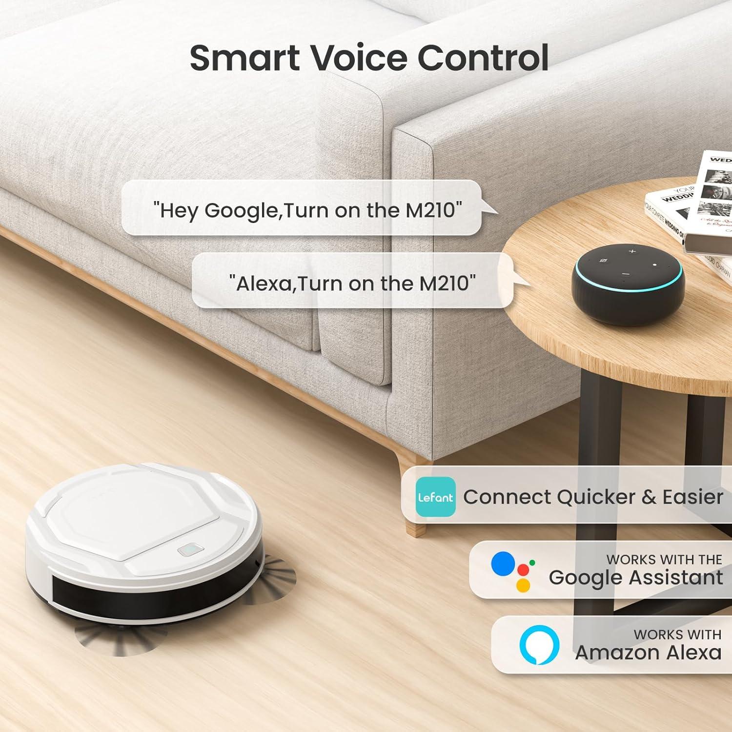 image:imageLefant Robot Vacuum Slim Quiet 3 Adjustable Strong Suction Levels Robot Vacuum Cleaner Ideal for Pet Hair Hard Floor and Daily Cleaning WiFiAppAlexaiWatch Control M210 ProM210PWhite