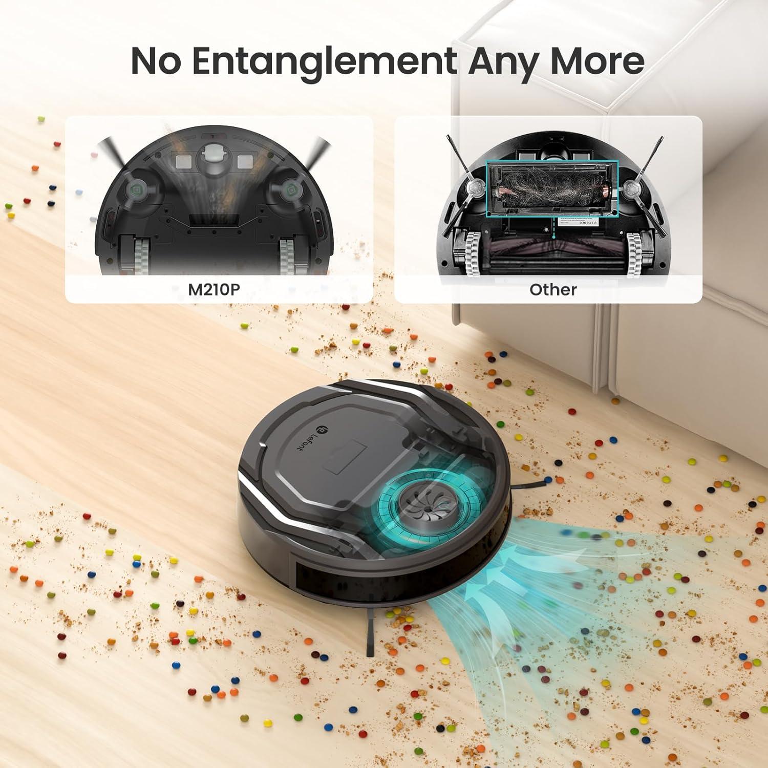 image:imageLefant Robot Vacuum Slim Quiet 3 Adjustable Strong Suction Levels Robot Vacuum Cleaner Ideal for Pet Hair Hard Floor and Daily Cleaning WiFiAppAlexaiWatch Control M210 ProM210 ProBlack