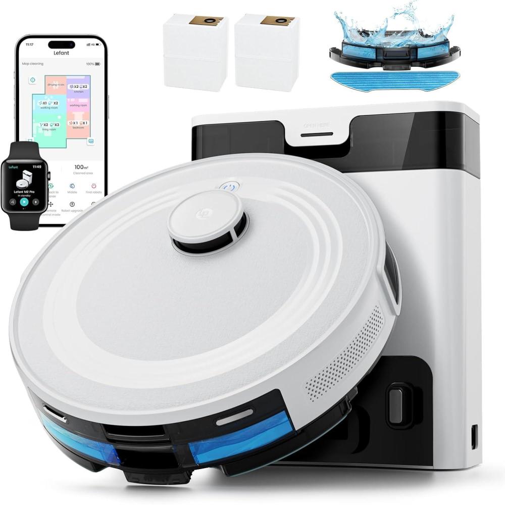 image:imageLefant LiDAR Robot Vacuum and Mop 90Day SelfEmptying 190 PSD Obstacle Avoidance Customized Cleaning MultiFloor Mapping 5500Pa Strong Suction 140 Min Runtime WiFiAlexaAPPiWatch M2 ProM2 Pro