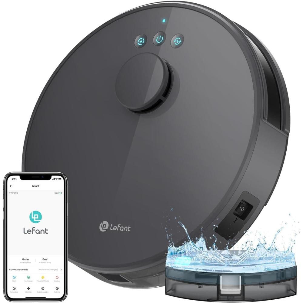 image:imageLefant M310 Ultra Robot Vacuum and Mop 6000Pa SuctionSlim Robotic Cleaner with ToF LiDAR Navigation Accurate Obstacle Avoidance WiFiAppAlexa Control 170min Runtime for Pet Hair and HomeM1