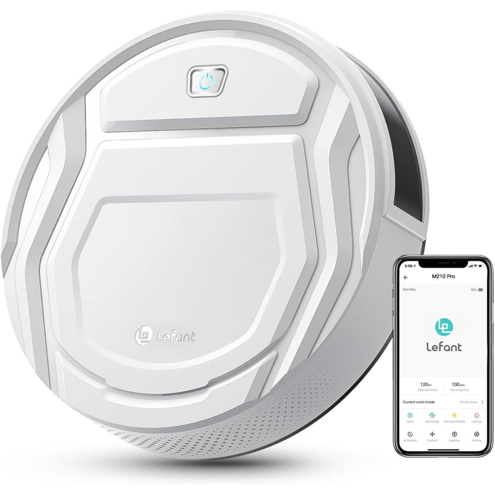 image:imageLefant Robot Vacuum Slim Quiet 3 Adjustable Strong Suction Levels Robot Vacuum Cleaner Ideal for Pet Hair Hard Floor and Daily Cleaning WiFiAppAlexaiWatch Control M210 ProM210PWhite