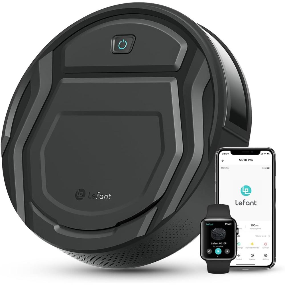 image:imageLefant Robot Vacuum Slim Quiet 3 Adjustable Strong Suction Levels Robot Vacuum Cleaner Ideal for Pet Hair Hard Floor and Daily Cleaning WiFiAppAlexaiWatch Control M210 ProM210 ProBlack