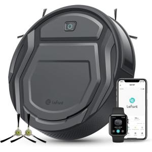Lefant Robot Vacuum Cleaner M210 Pro,Slim,Quiet,2200Pa Suction,120 Min Self-Charging Robotic Vacuums, Freemove 3.0,WiFi/APP/Alexa,6 Cleaning Modes Ideal for Hard Floors Pet Hair Low Carpet,Black(Charcoal Grey)
