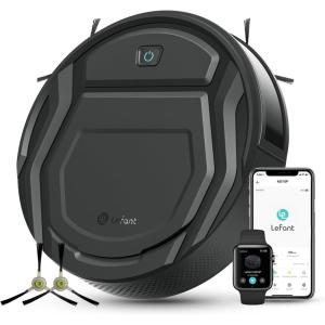 Lefant Robot Vacuum Cleaner M210 Pro,Slim,Quiet,2200Pa Suction,120 Min Self-Charging Robotic Vacuums, Freemove 3.0,WiFi/APP/Alexa,6 Cleaning Modes Ideal for Hard Floors Pet Hair Low Carpet,Black(Black)